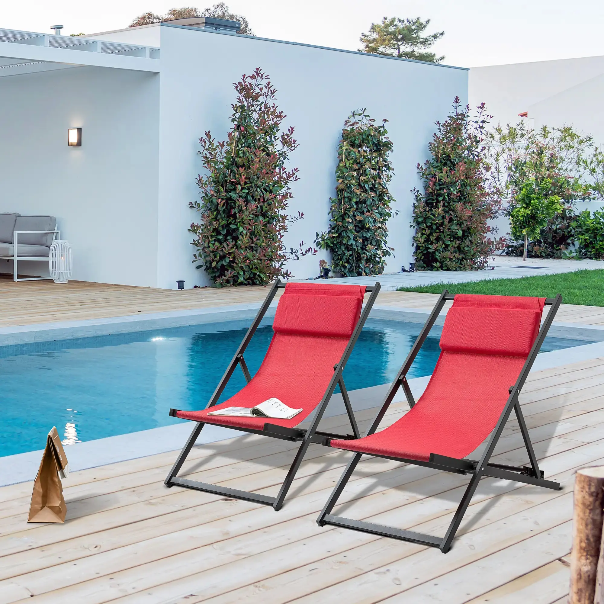 Комплект шезлонгов Outsunny 84B-342WR (Red) - 8