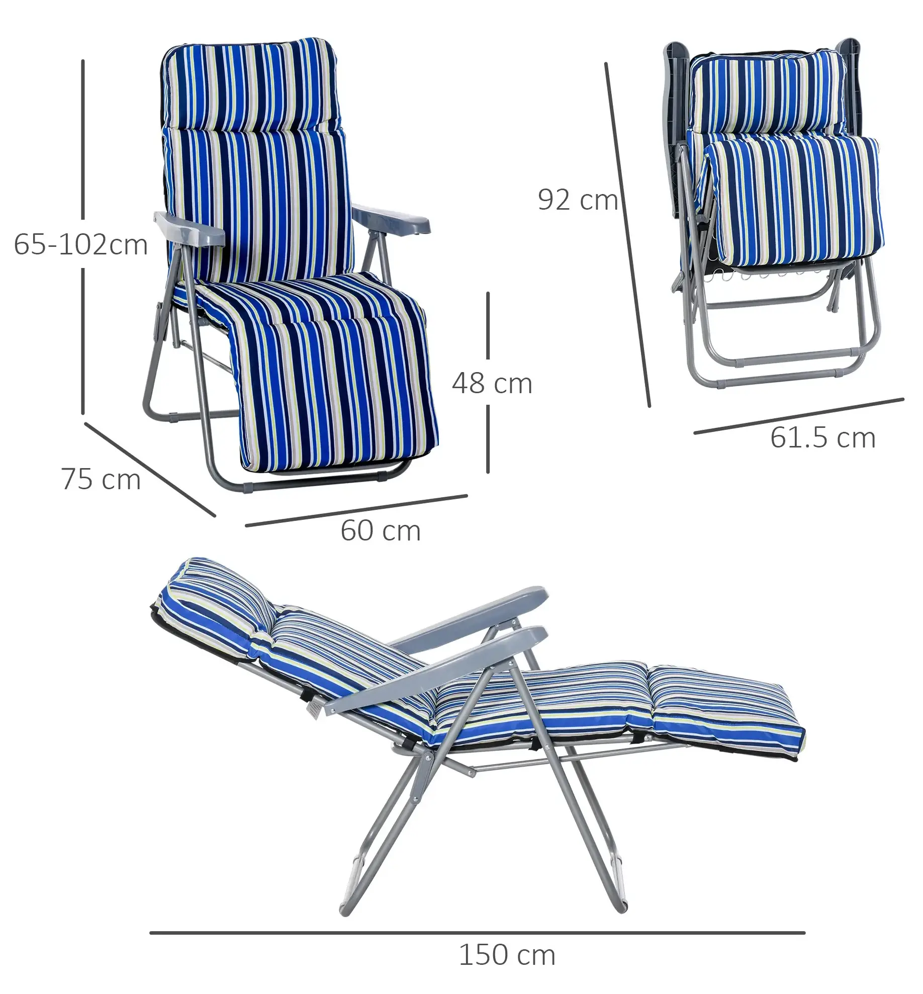 Комплект шезлонгов Outsunny 84B-571V70BU (Blue/Cream) - 5