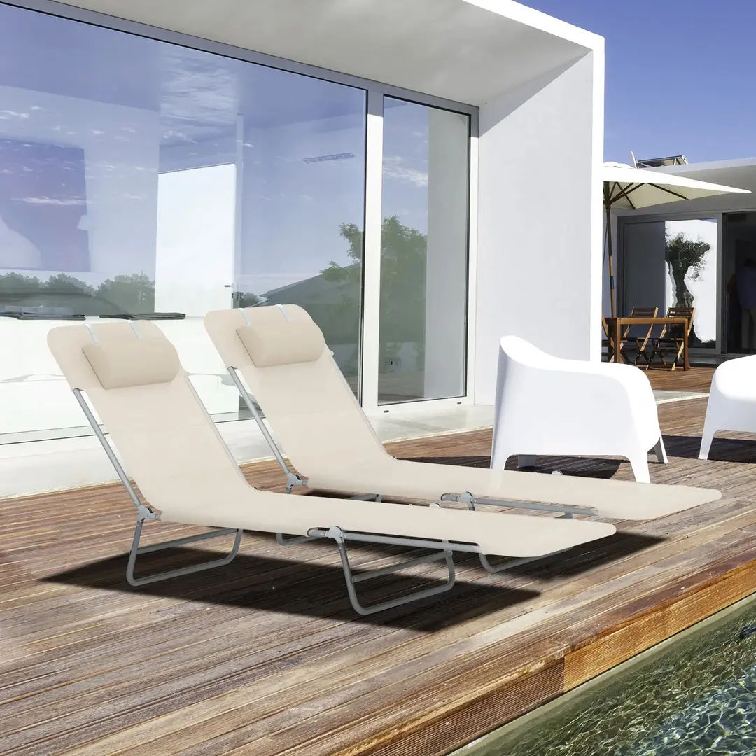 Set sezlonguri Outsunny 84B-860 (Beige)