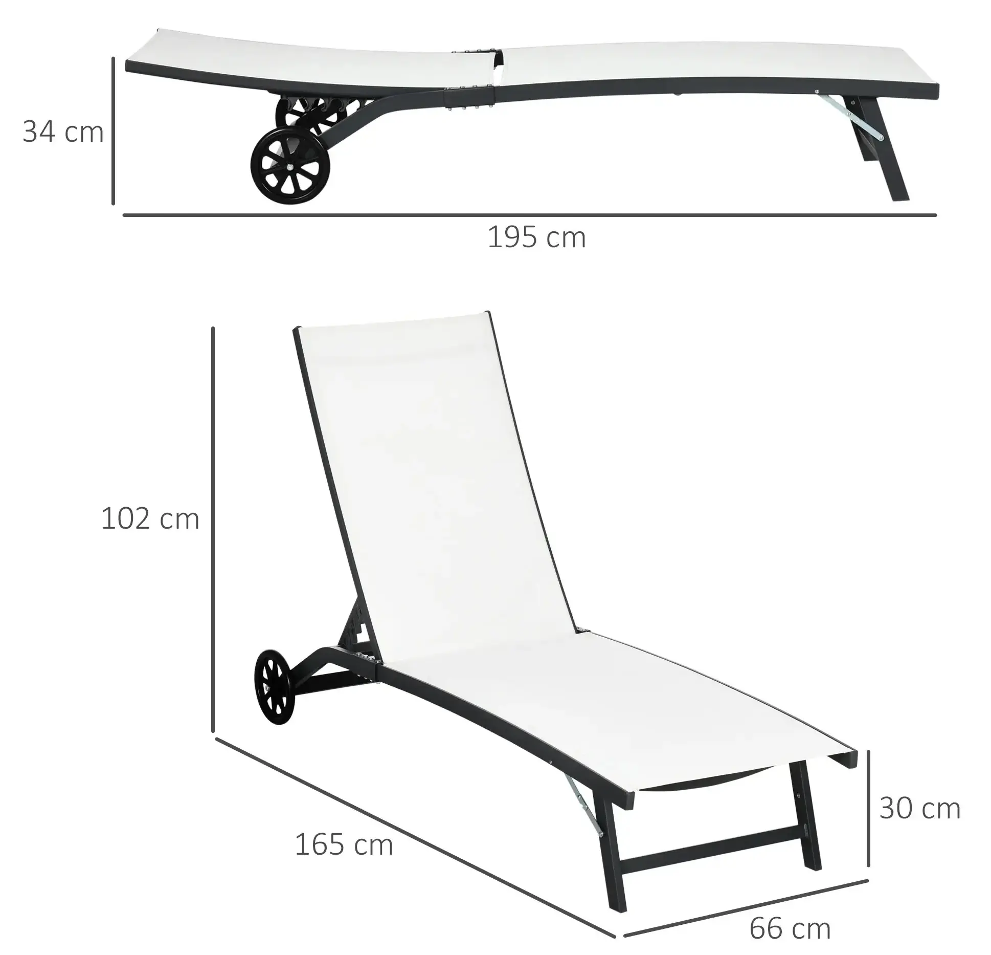 Комплект шезлонгов Outsunny 84G-088V01CW (Cream White) - 4