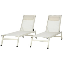 Комплект шезлонгов Outsunny 84G-105V01CW (Cream White) Thumb