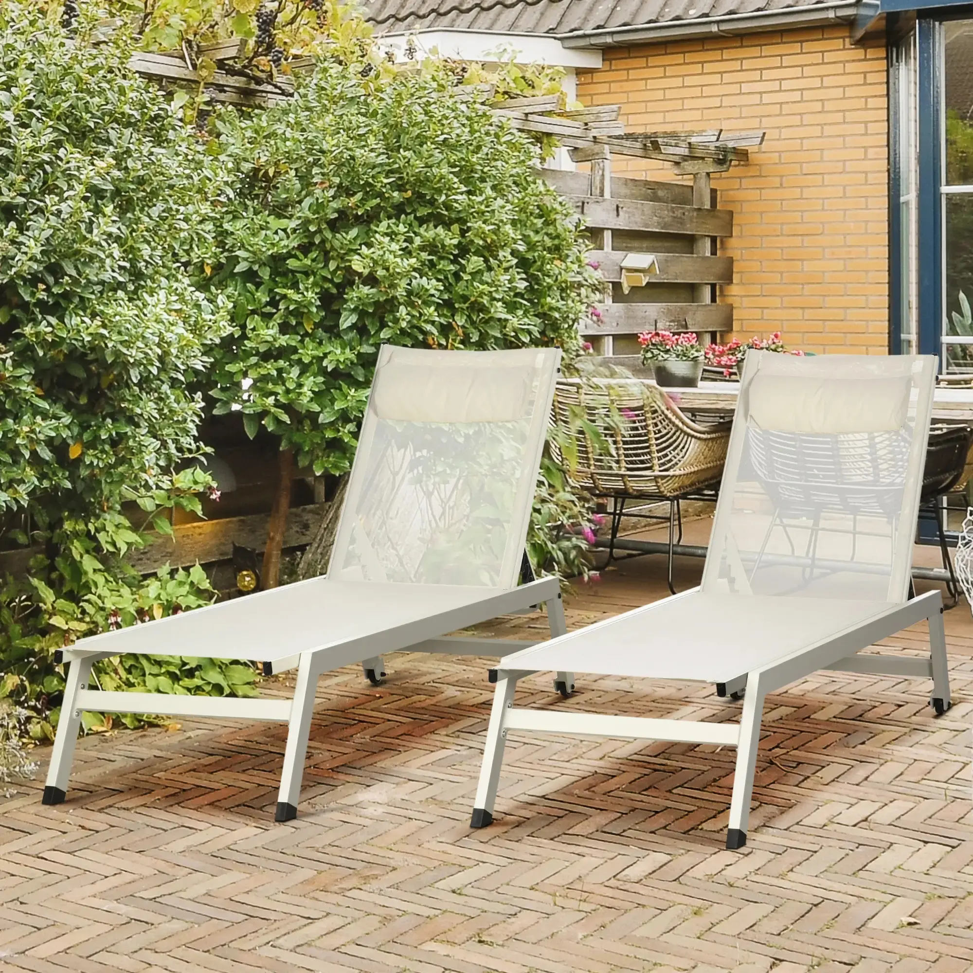 Комплект шезлонгов Outsunny 84G-105V01CW (Cream White) - 7