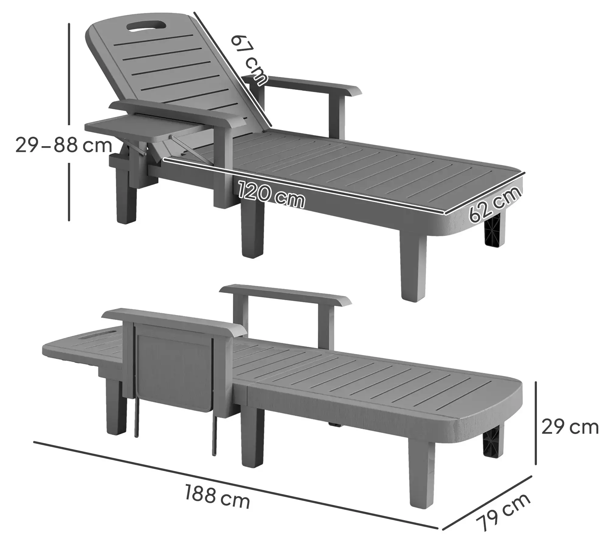 Комплект шезлонгов Outsunny 84G-789V01CG (Dark Grey) - 4