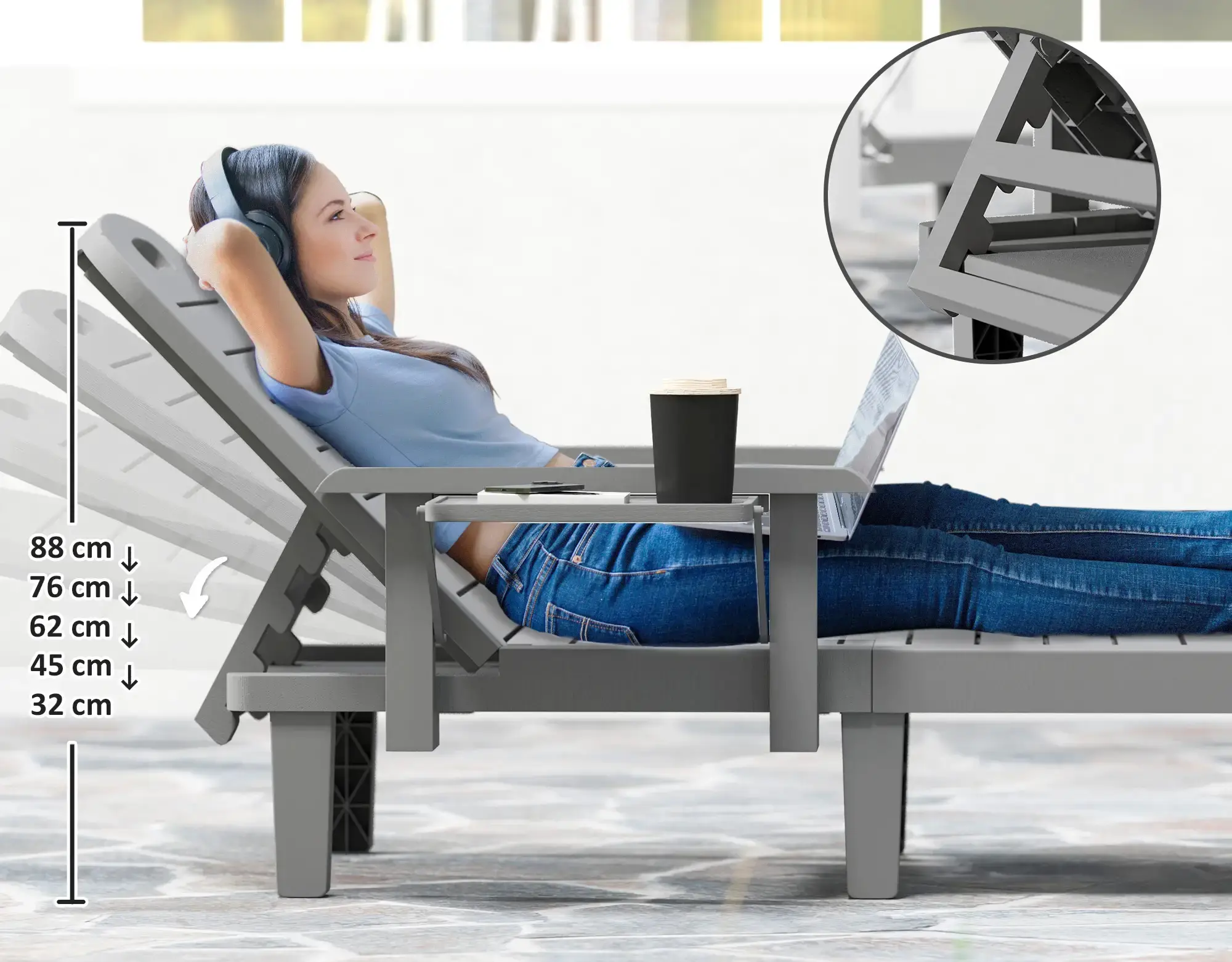 Комплект шезлонгов Outsunny 84G-789V01CG (Dark Grey) - 6