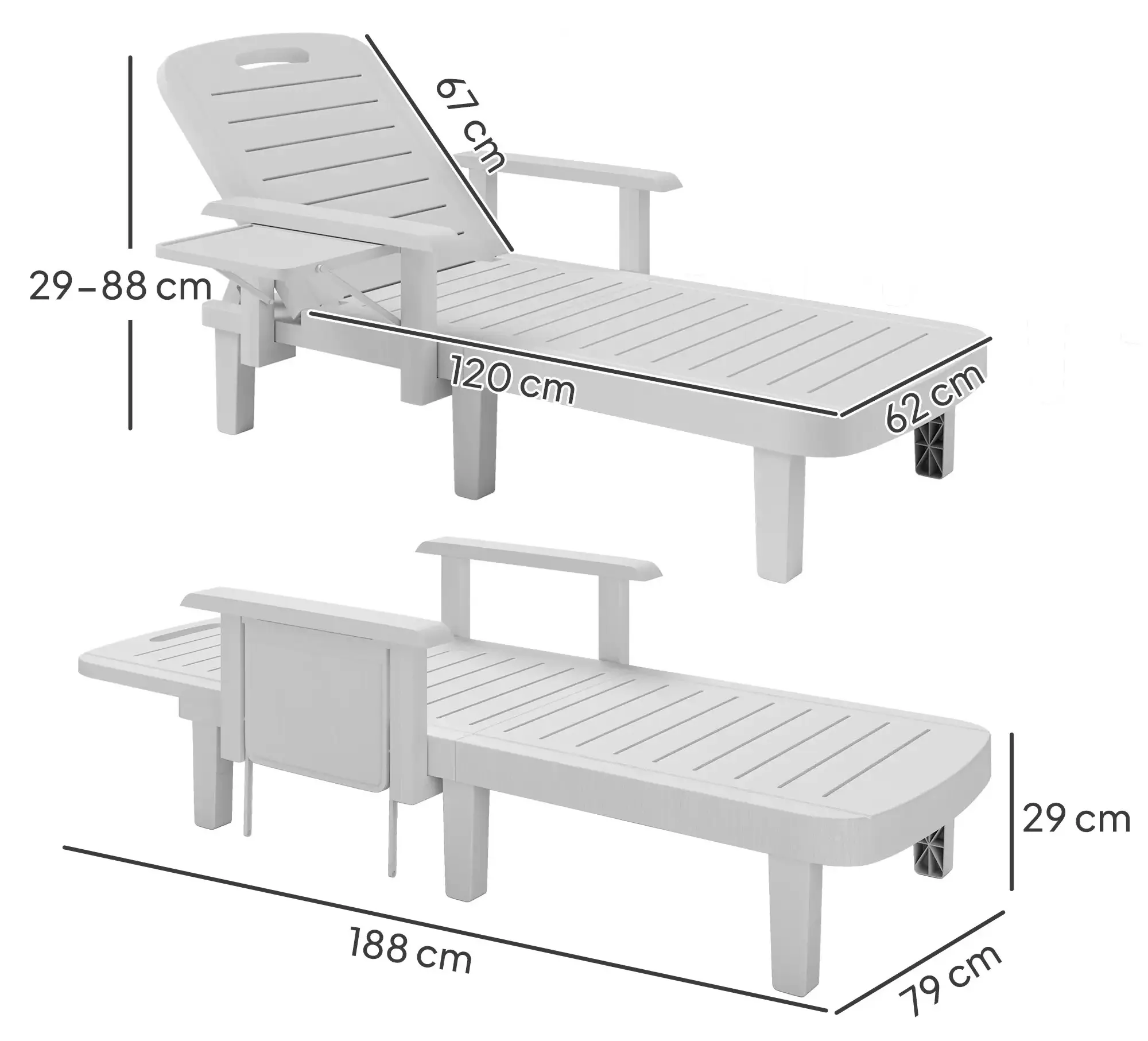 Комплект шезлонгов Outsunny 84G-789V01WT (White) - 4