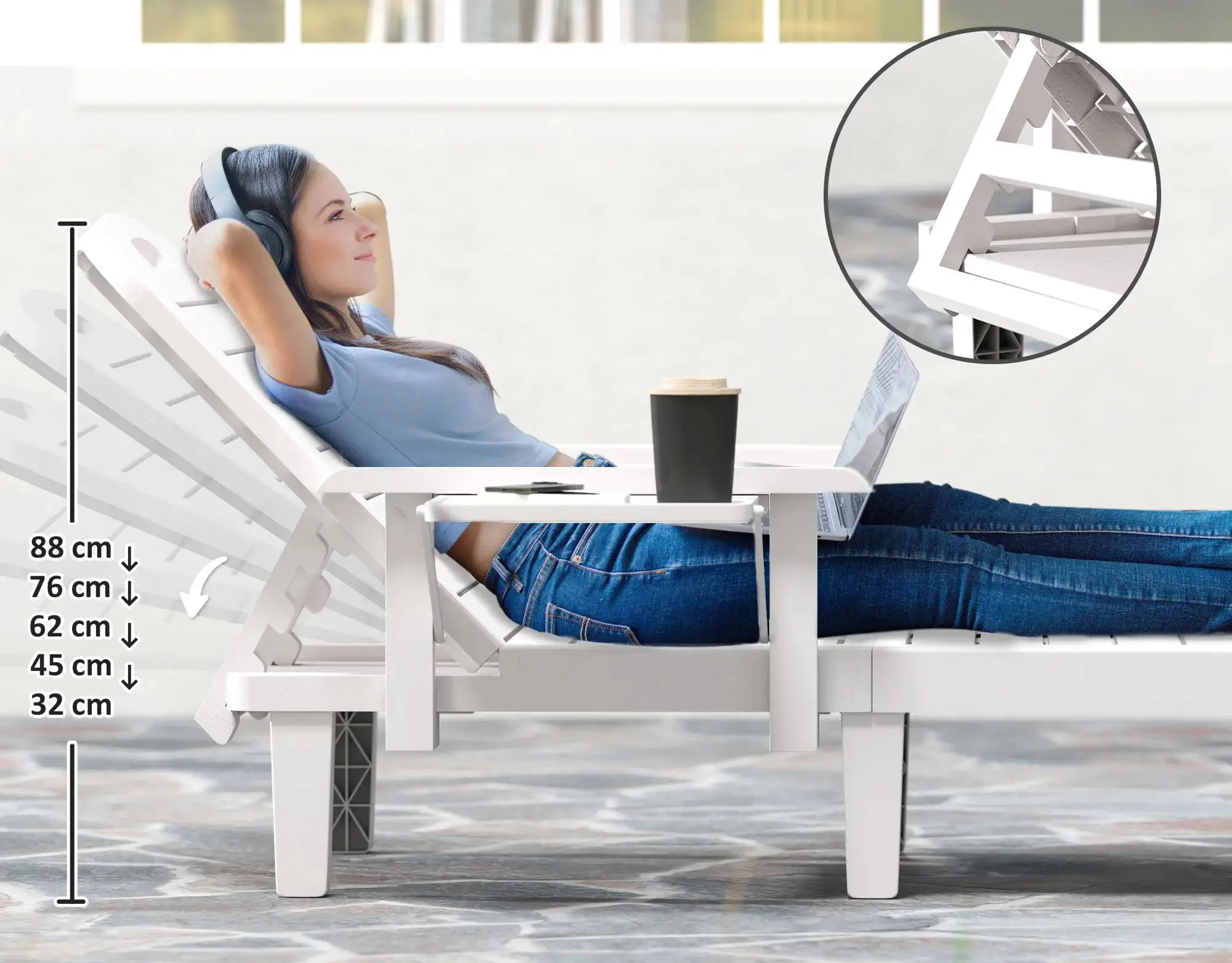 Комплект шезлонгов Outsunny 84G-789V01WT (White) - 6