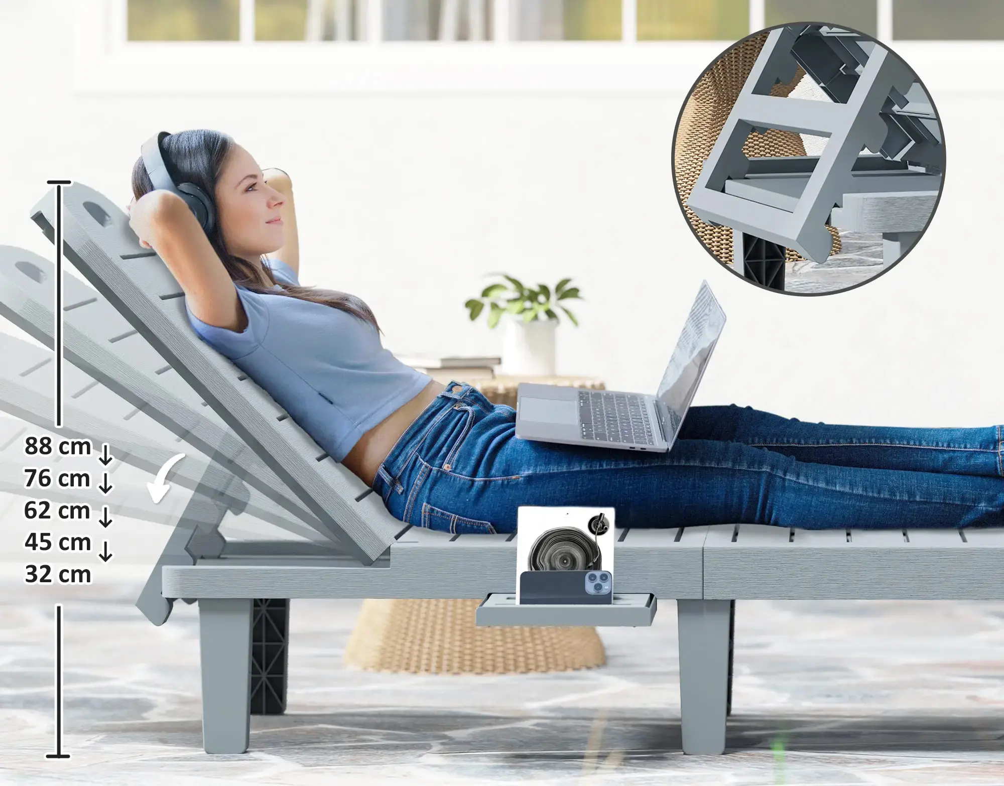 Комплект шезлонгов Outsunny 84G-793V00CG (Dark Grey) - 5