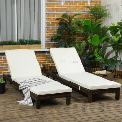 Комплект шезлонгов Outsunny 862-019V00BN (Brown/Cream White)