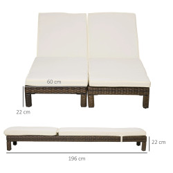 Комплект шезлонгов Outsunny 862-019V00BN (Brown/Cream White) Thumb