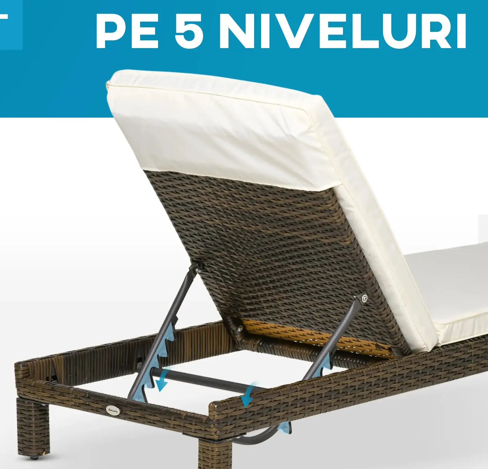 Комплект шезлонгов Outsunny 862-019V00BN (Brown/Cream White) - 8