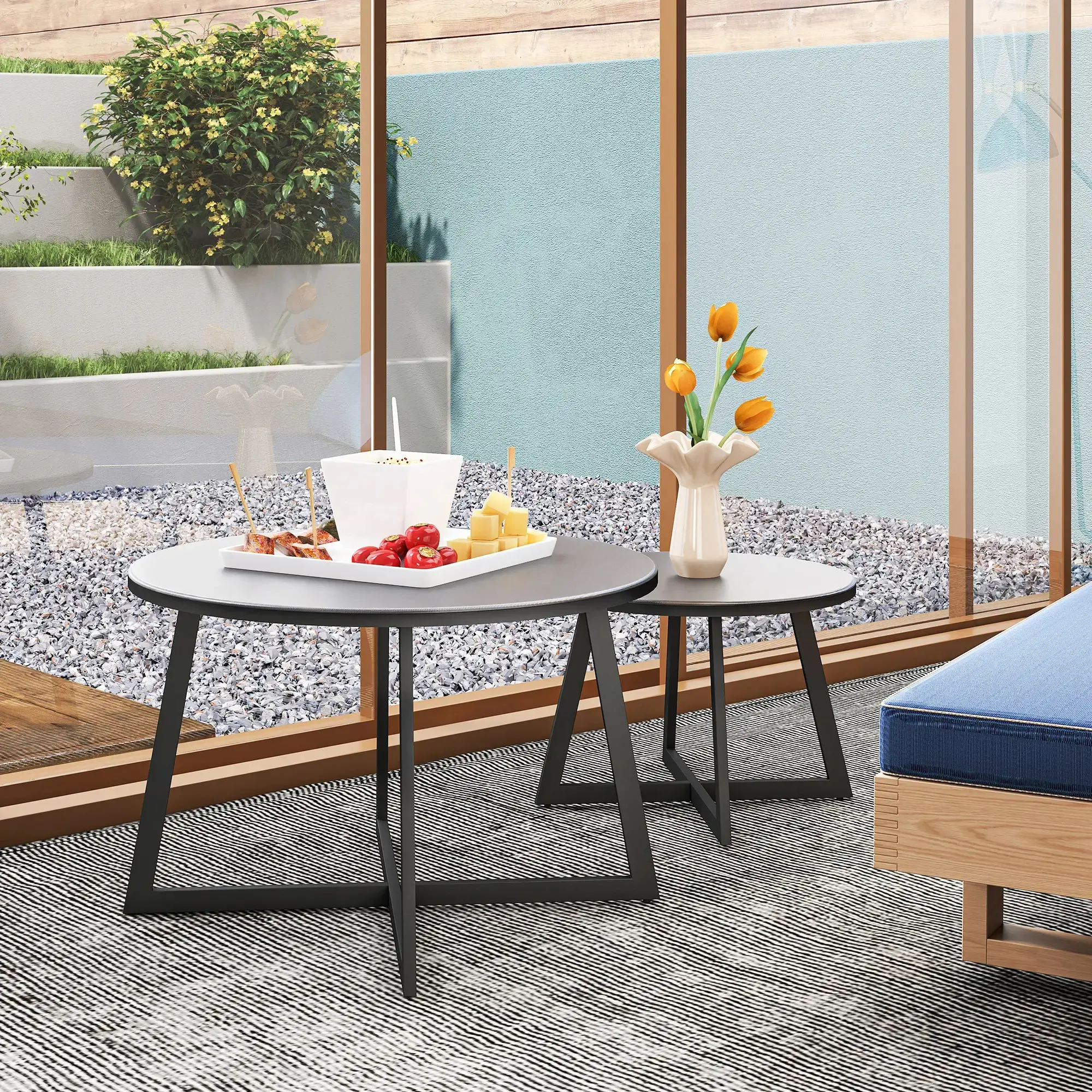 Set masute cafea de gradina Outsunny 83B-260V00GY (Grey/Black) - 5