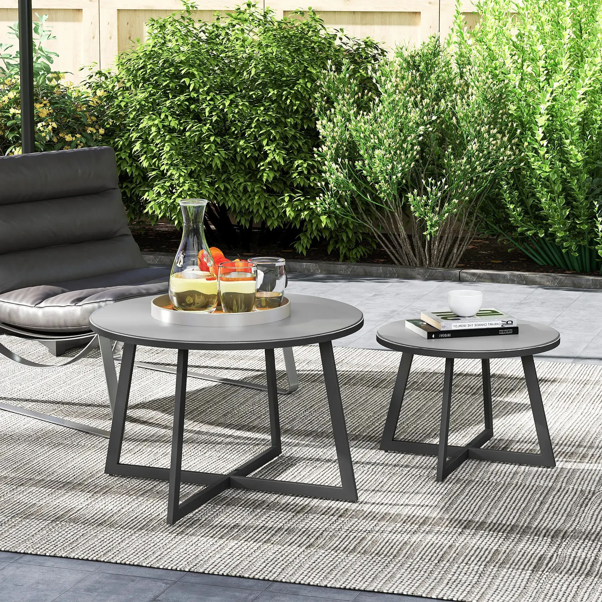 Set masute cafea de gradina Outsunny 83B-260V00GY (Grey/Black) - 7