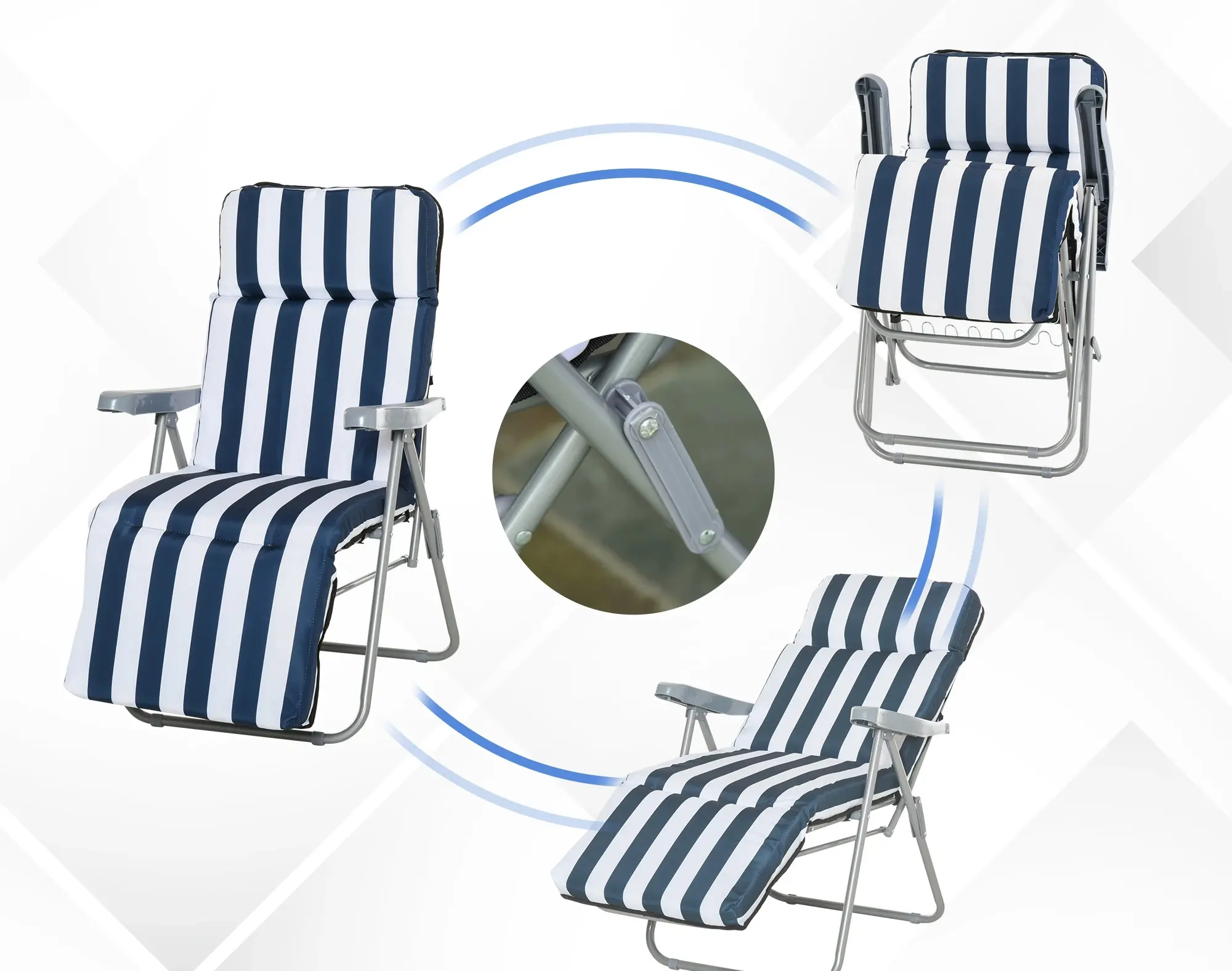 Set de sezlonguri Outsunny 01-0712 (White/Blue)