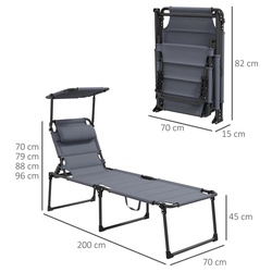 Set de sezlonguri Outsunny 84G-371V00GY (Grey) Thumb