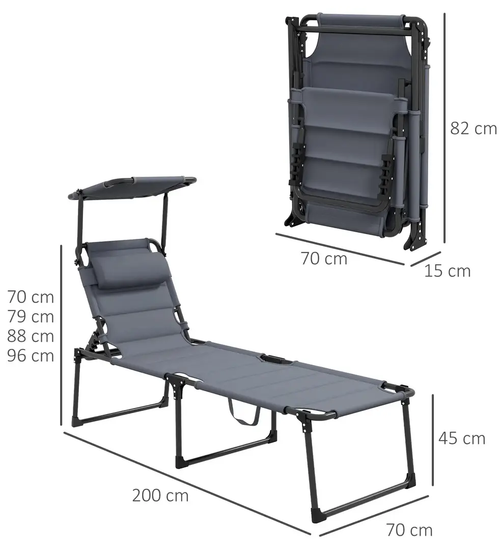 Set de sezlonguri Outsunny 84G-371V00GY (Grey)