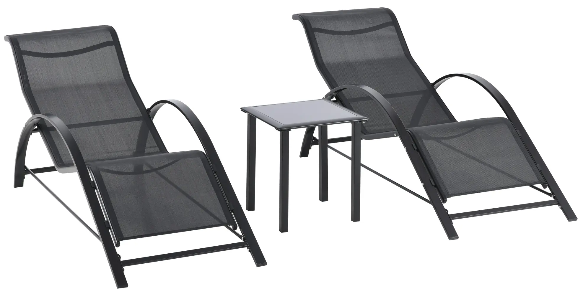 Набор шезлонгов со столиком Outsunny 84B-570BK (Grey/Black) - 2