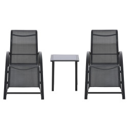 Набор шезлонгов со столиком Outsunny 84B-570BK (Grey/Black) Thumb