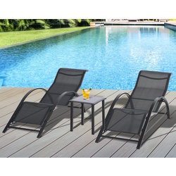 Набор шезлонгов со столиком Outsunny 84B-570BK (Grey/Black)