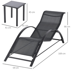 Набор шезлонгов со столиком Outsunny 84B-570BK (Grey/Black) Thumb