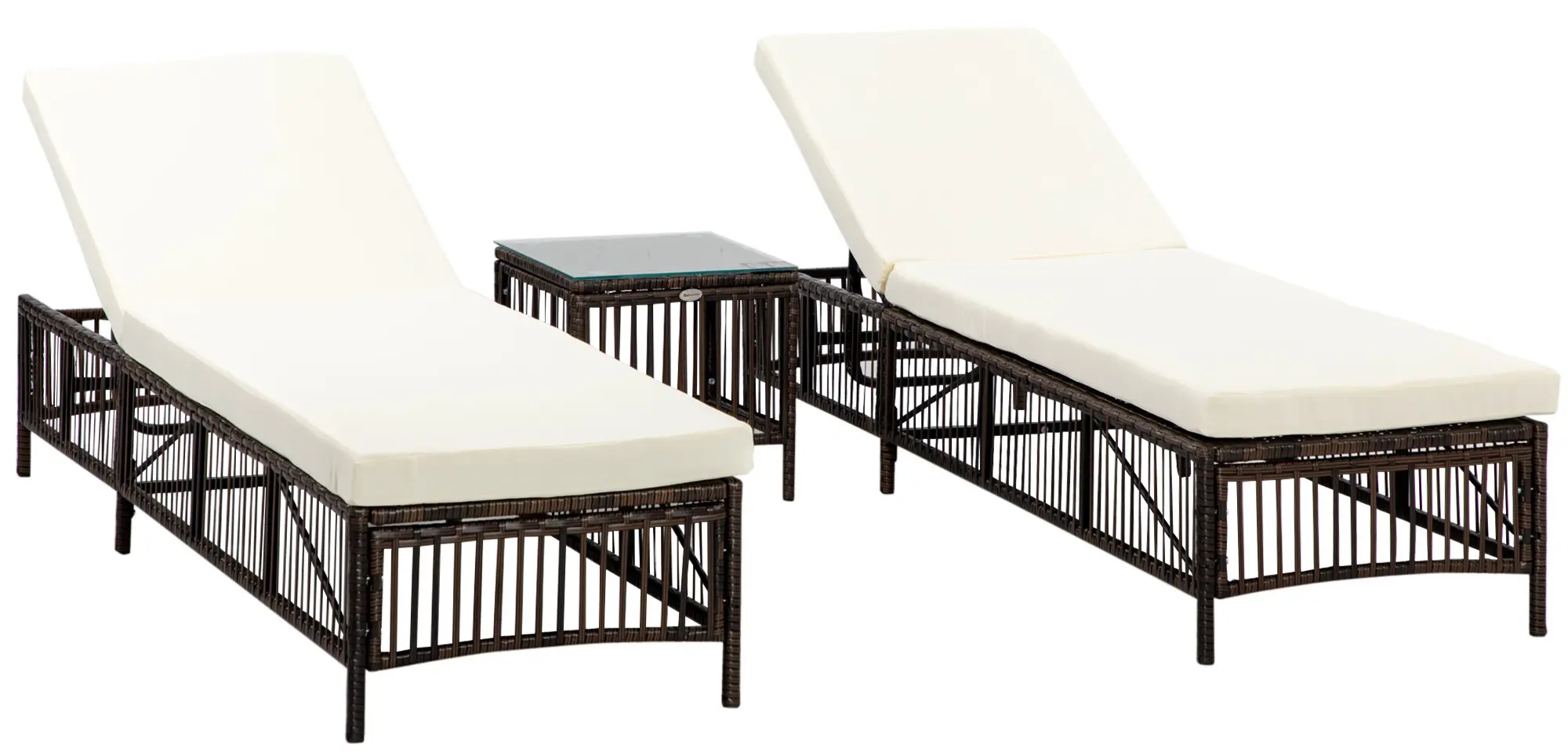 Set de sezlonguri cu masuta Outsunny 862-068V00MB (Brown/Beige)