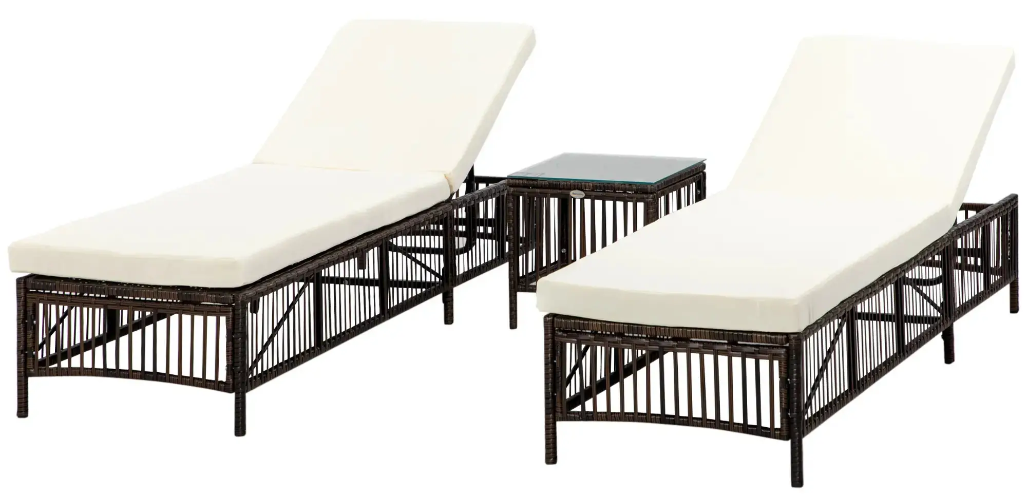 Set de sezlonguri cu masuta Outsunny 862-068V00MB (Brown/Beige)