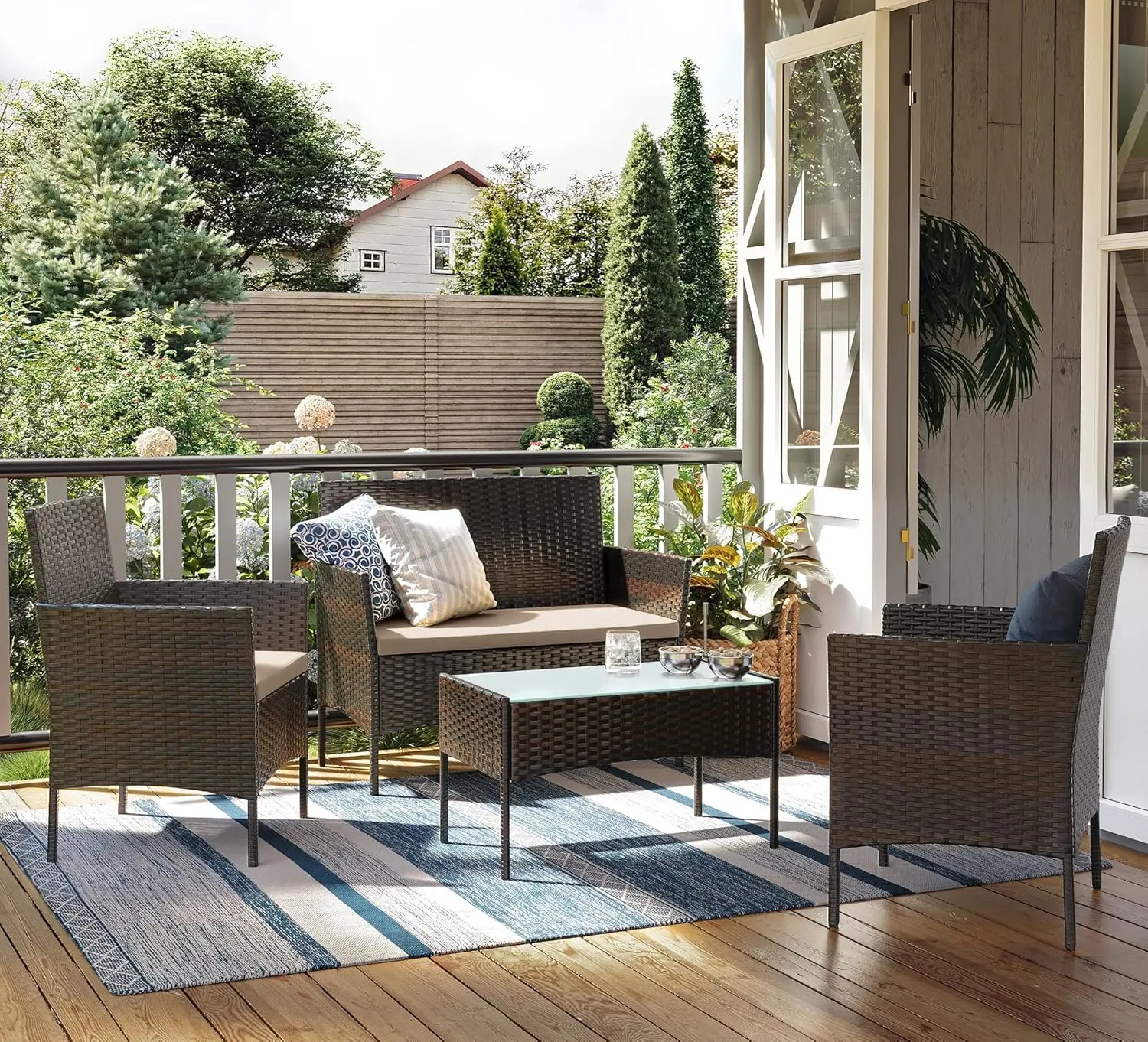 Set mobilier de gradina Songmics GGF004K05 (Brown/Taupe) - 3