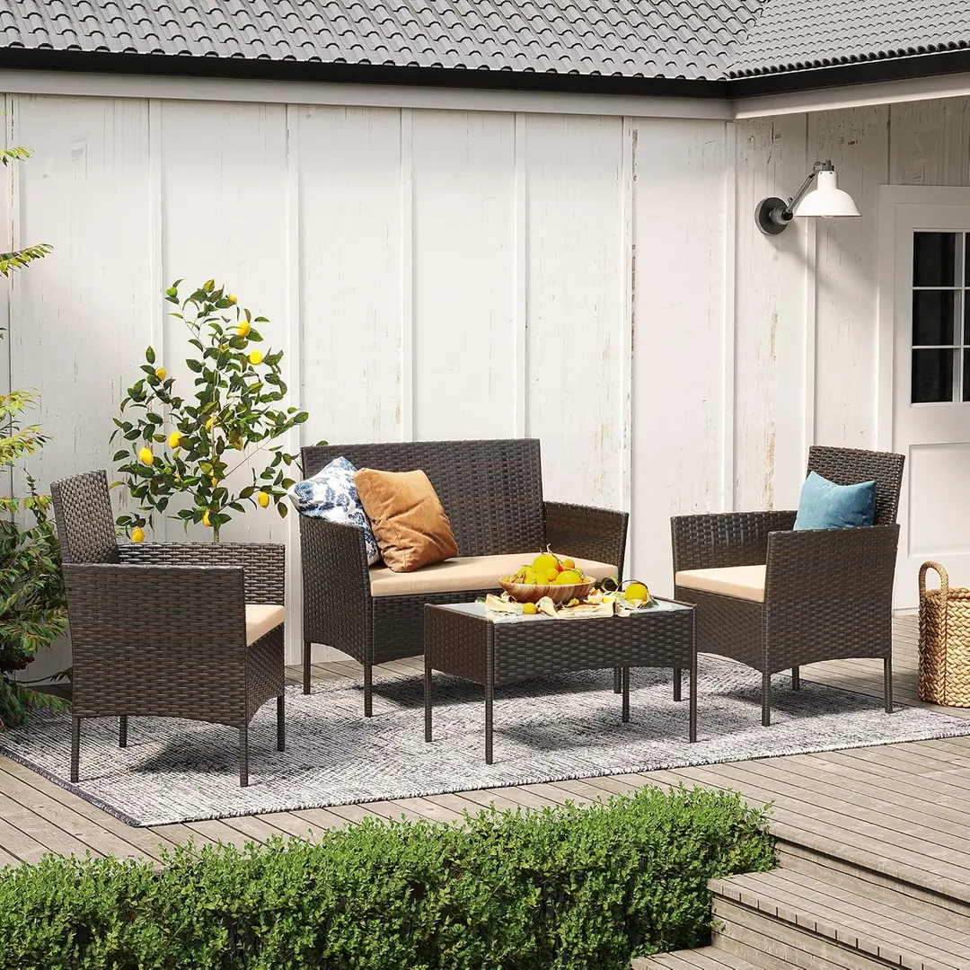 Set mobilier de gradina Songmics GGF004K05 (Brown/Taupe)
