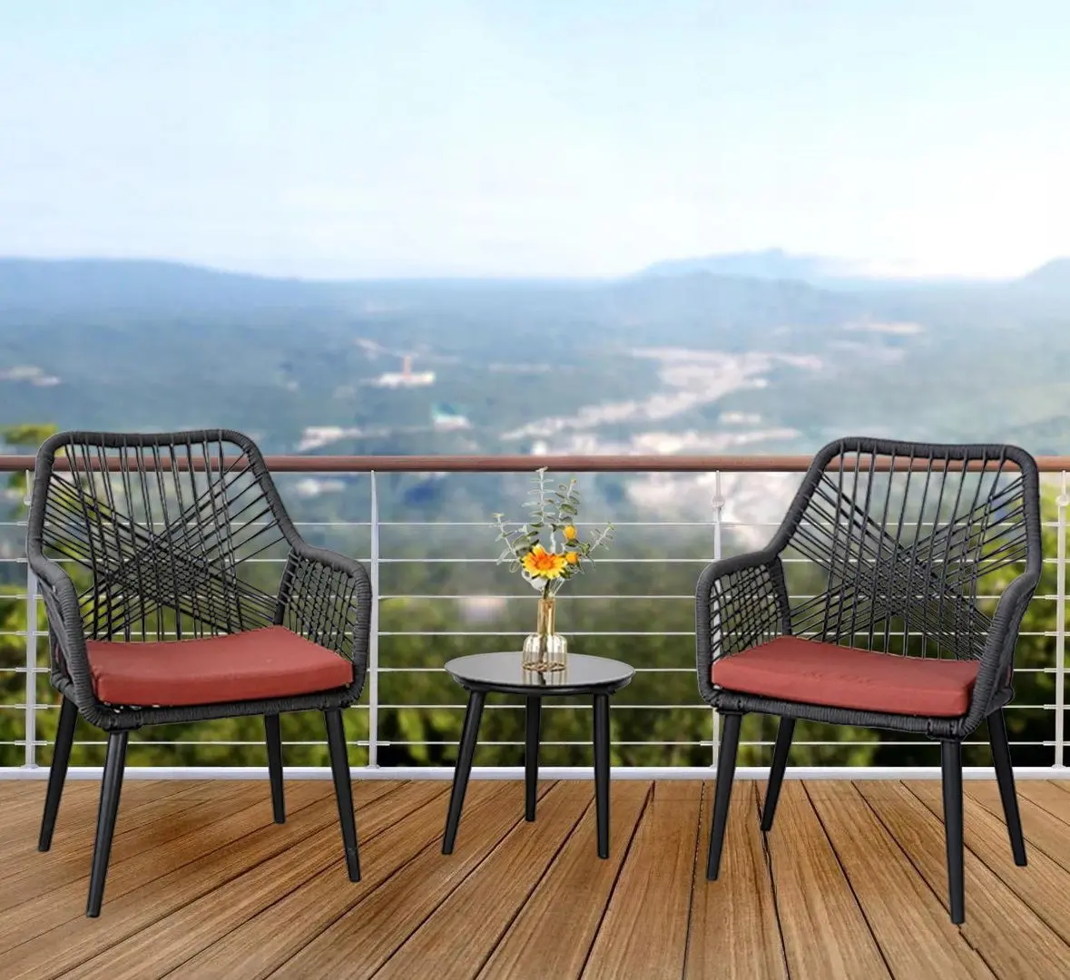 Комплект садовой мебели Waltz Square F5519 (Black/Terracotta)