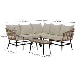 Set mobilier de gradina Tempo Kondela Araly (Natural/Beige/Black) Thumb