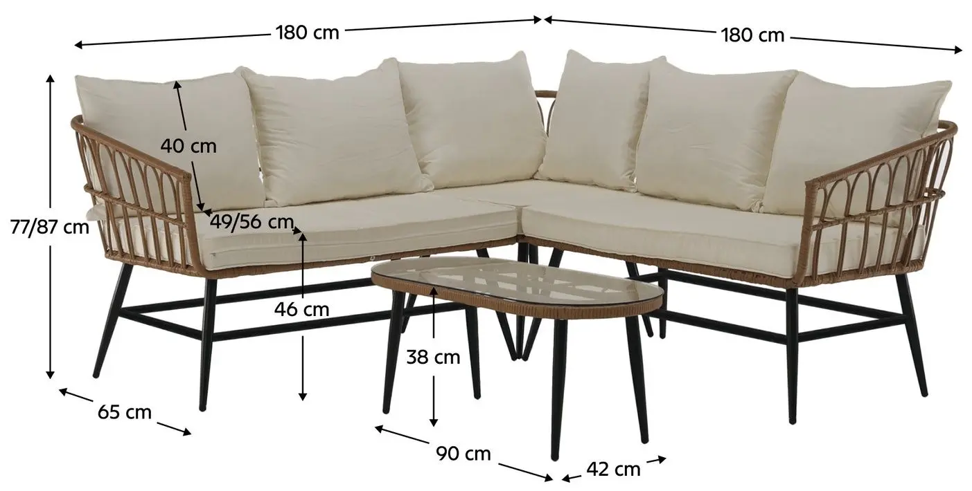 Set mobilier de gradina Tempo Kondela Araly (Natural/Beige/Black)