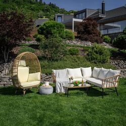 Set mobilier de gradina Tempo Kondela Araly (Natural/Beige/Black) Thumb