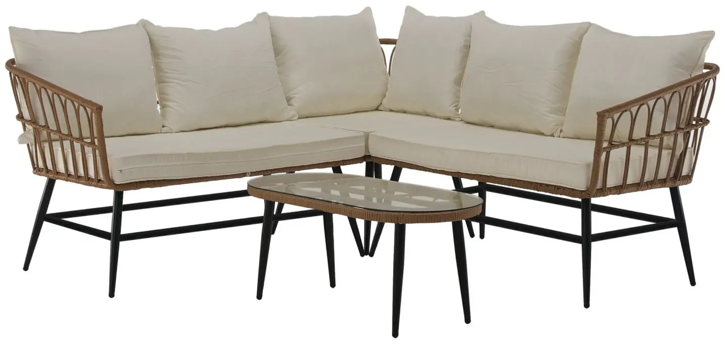 Set mobilier de gradina Tempo Kondela Araly (Natural/Beige/Black)