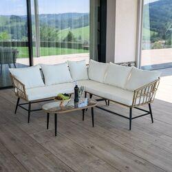 Set mobilier de gradina Tempo Kondela Araly (Natural/Beige/Black)