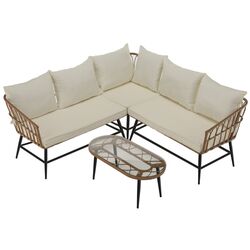 Set mobilier de gradina Tempo Kondela Araly (Natural/Beige/Black) Thumb