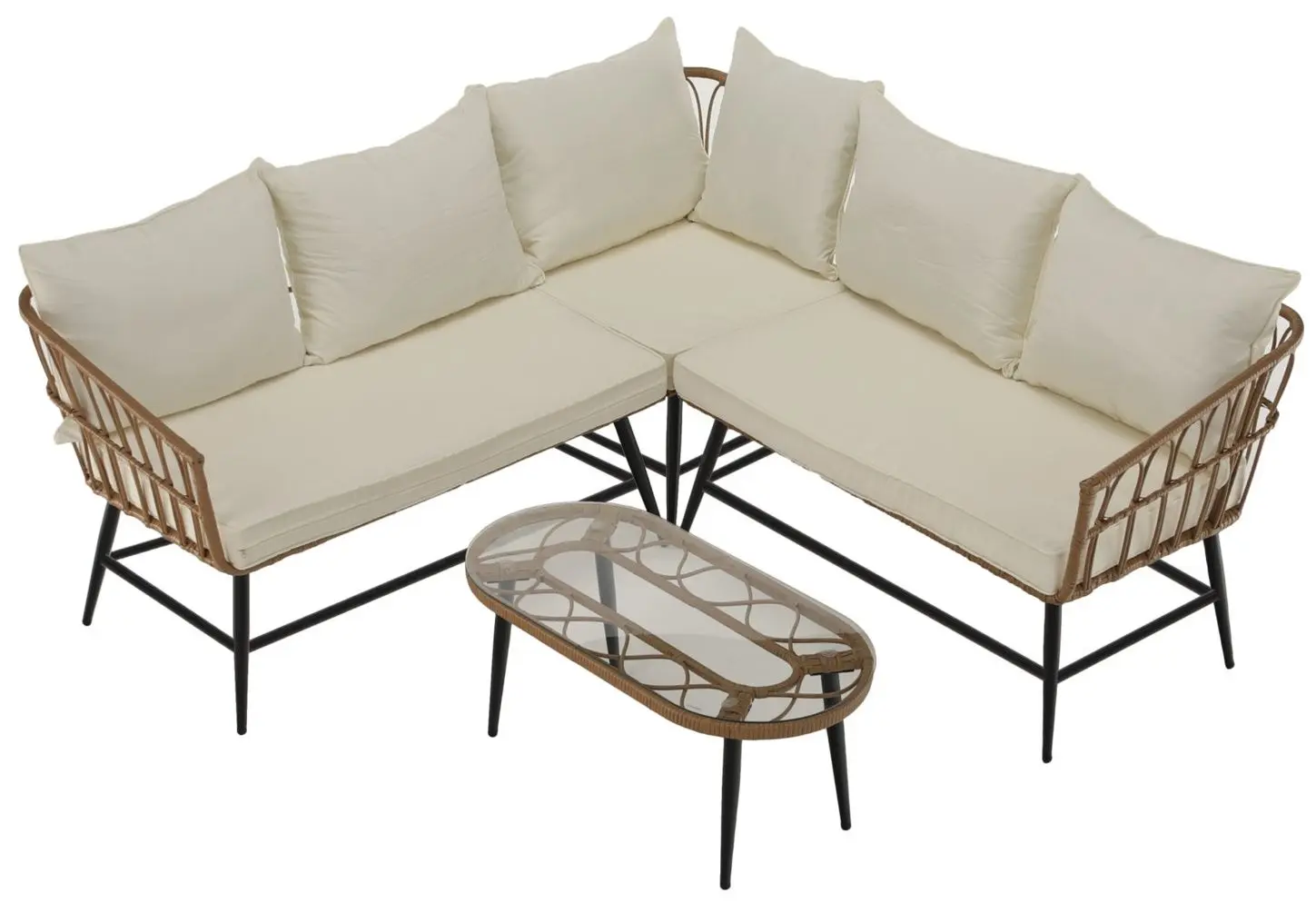 Set mobilier de gradina Tempo Kondela Araly (Natural/Beige/Black)