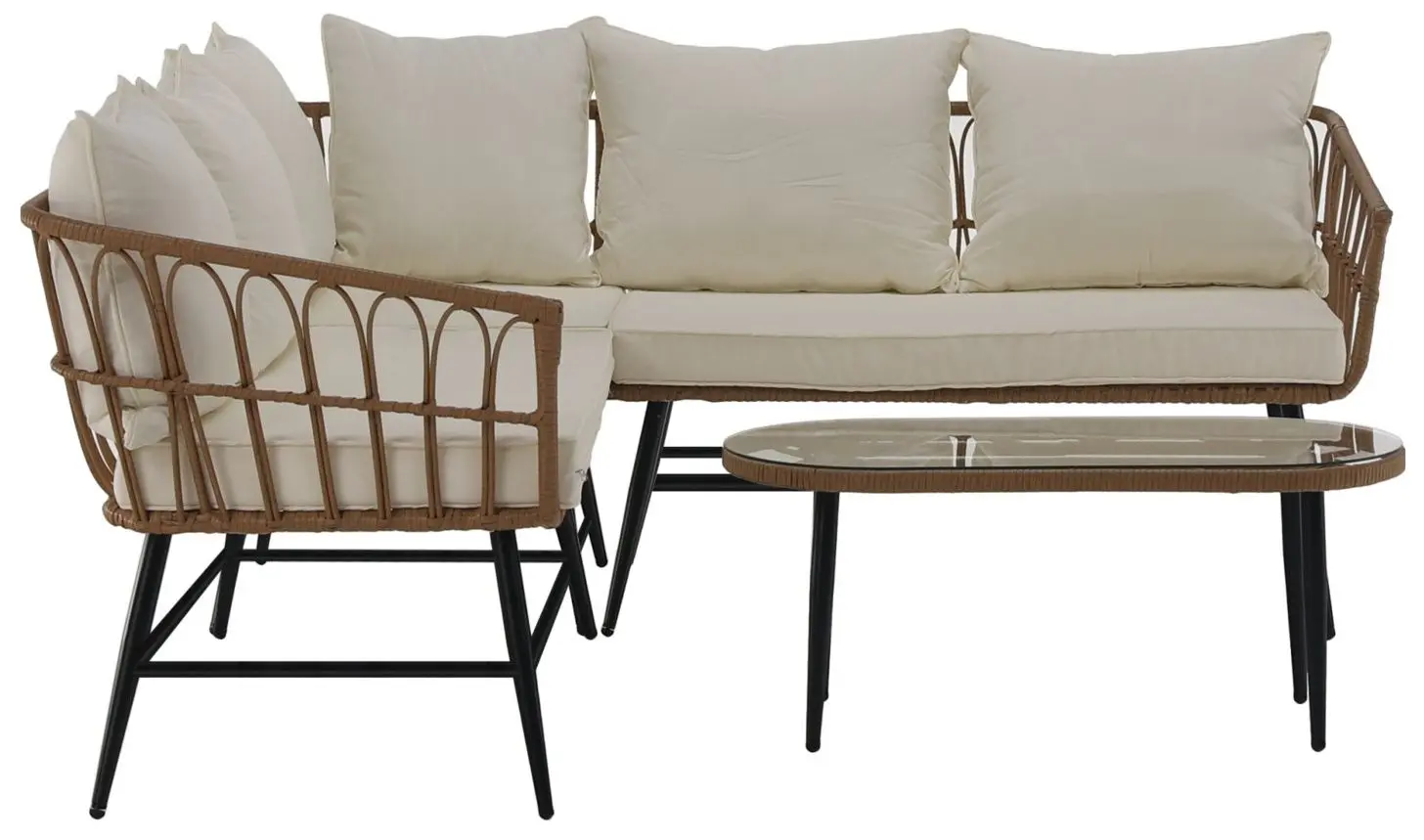 Set mobilier de gradina Tempo Kondela Araly (Natural/Beige/Black)