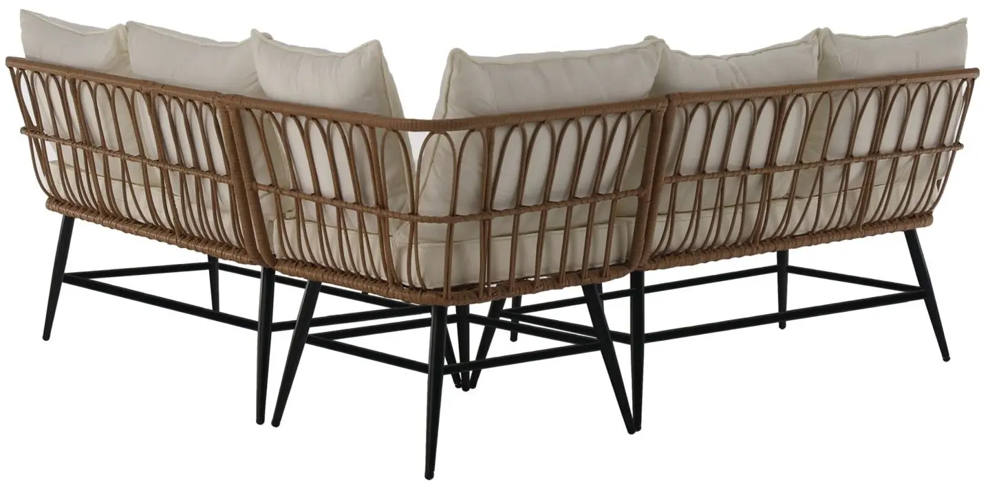 Set mobilier de gradina Tempo Kondela Araly (Natural/Beige/Black)