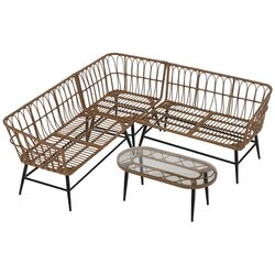 Set mobilier de gradina Tempo Kondela Araly (Natural/Beige/Black) Thumb