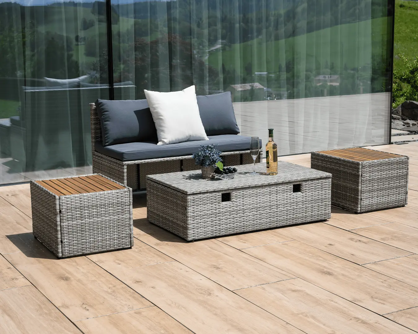 Set mobilier de gradina Tempo Kondela Debra (Gray/Natural)