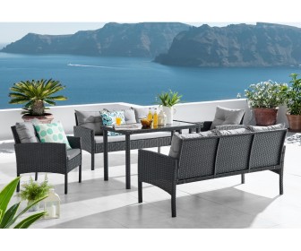 Set mobilier de gradina Tempo Kondela Leron (Black/Grey)