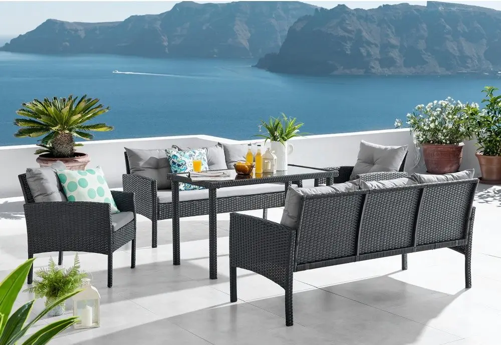 Комплект садовой мебели Tempo Kondela Leron (Black/Grey)