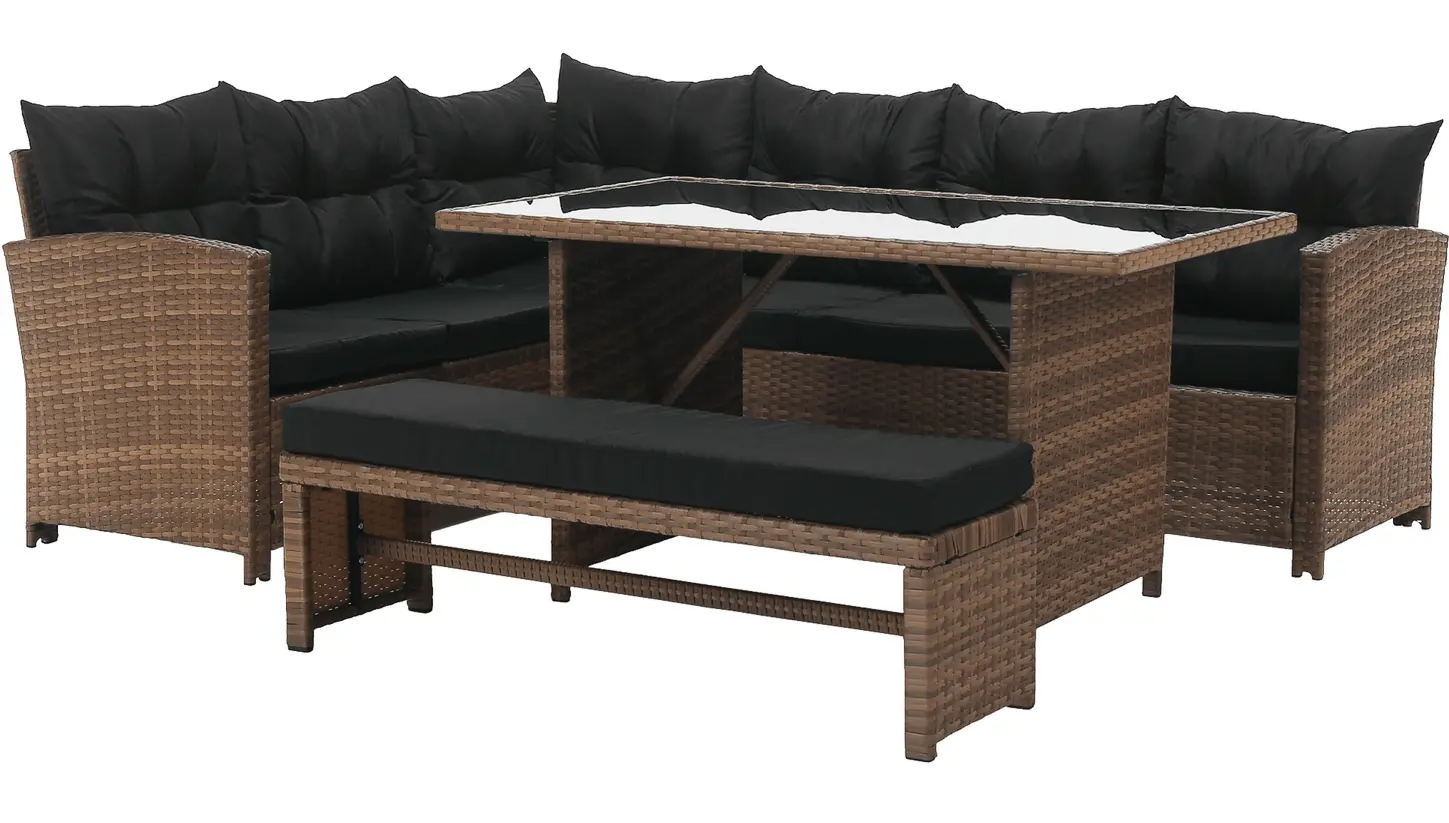 Комплект садовой мебели Tempo Kondela Madul TK-0000371809 (Light Brown/Black)