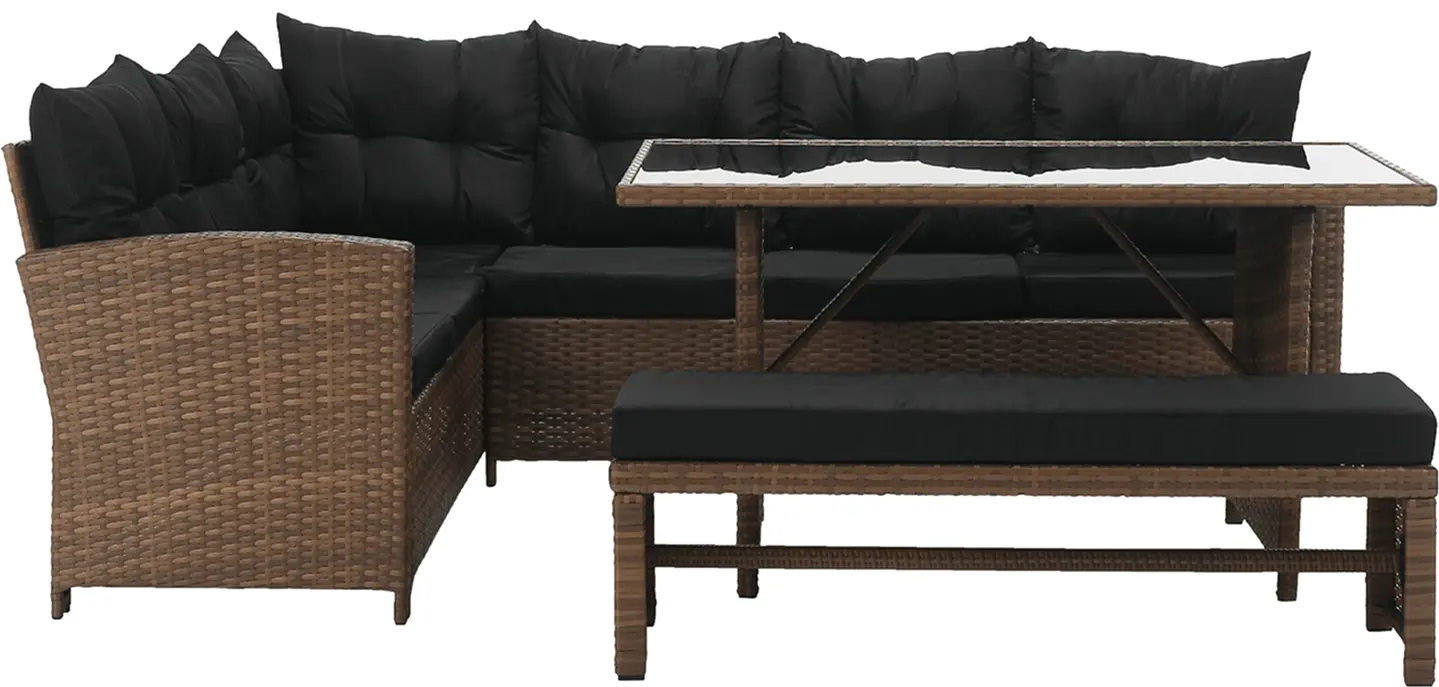 Комплект садовой мебели Tempo Kondela Madul TK-0000371809 (Light Brown/Black)