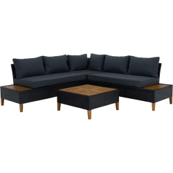 Set mobilier de gradina Tempo Kondela Malkom (Black/Gray/Natural) Thumb