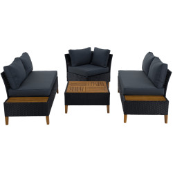 Set mobilier de gradina Tempo Kondela Malkom (Black/Gray/Natural) Thumb