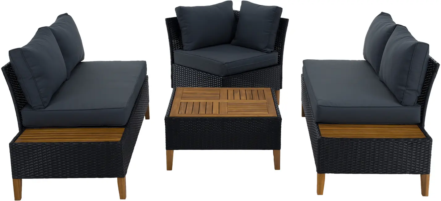 Set mobilier de gradina Tempo Kondela Malkom (Black/Gray/Natural) - 3