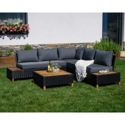 Set mobilier de gradina Tempo Kondela Malkom (Black/Gray/Natural)