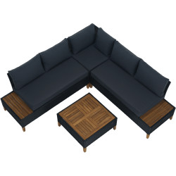 Set mobilier de gradina Tempo Kondela Malkom (Black/Gray/Natural) Thumb