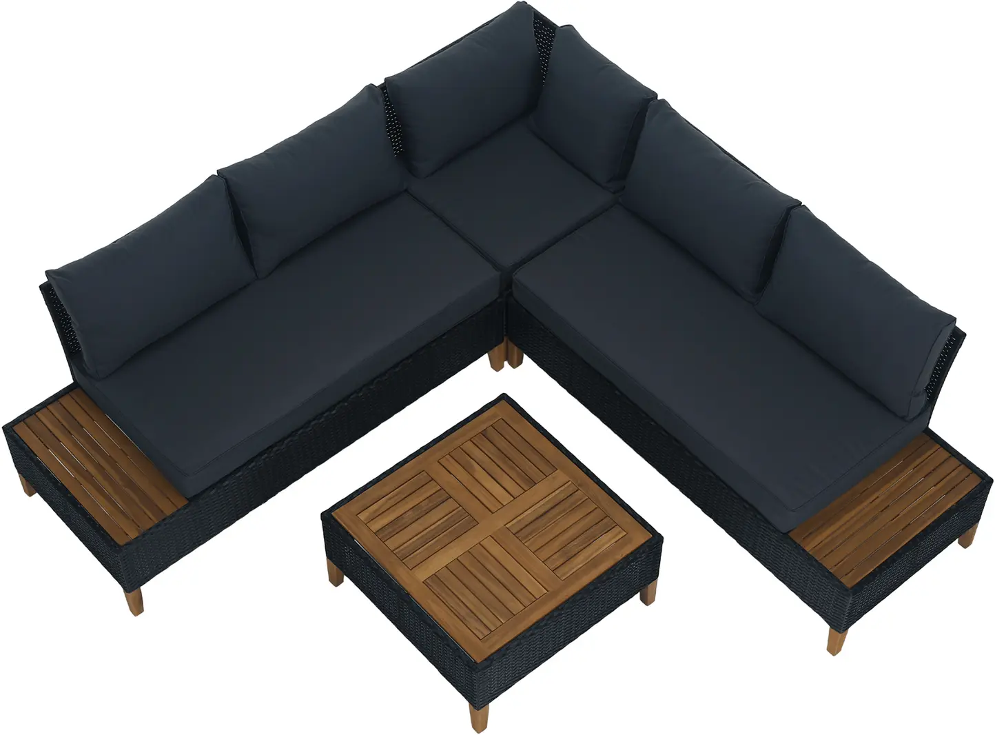 Set mobilier de gradina Tempo Kondela Malkom (Black/Gray/Natural) - 4