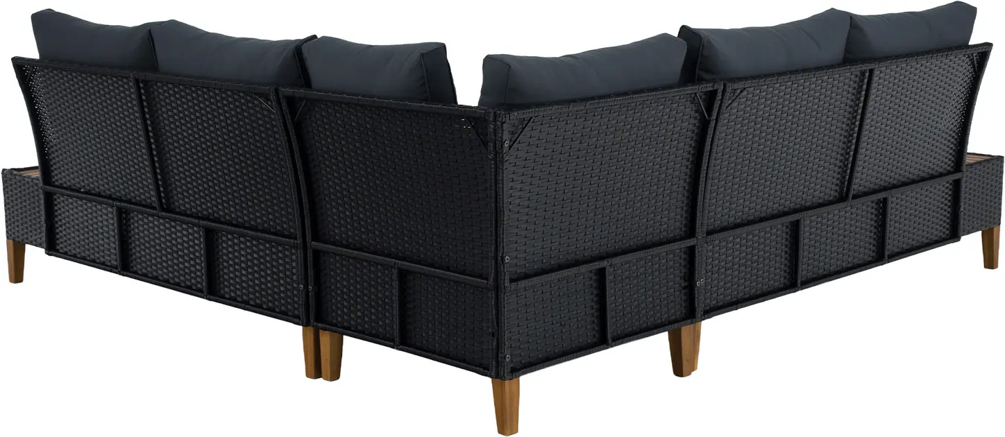 Set mobilier de gradina Tempo Kondela Malkom (Black/Gray/Natural) - 5